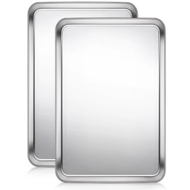 Terlulu Baking Sheet, Cookie Sheet, Stainless Steel Baking Pan, 2 Piece-19.6''x 13.8'' x 1.2'', Large Sheet Pan for Oven, Baking Tray for Baking&Roasting, Nonstick&Nontoxic&Easy Clean