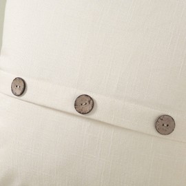FUTEI Cream White Linen Decorative Throw Pillow Covers 16x16 Inch Set of 2, Square Cushion Case with Vintage Button/Zipper,Modern Farmhouse Home Decor for Couch,Bed