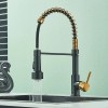 MVMHOME Black and Gold LED Kitchen Faucet with Pull Down