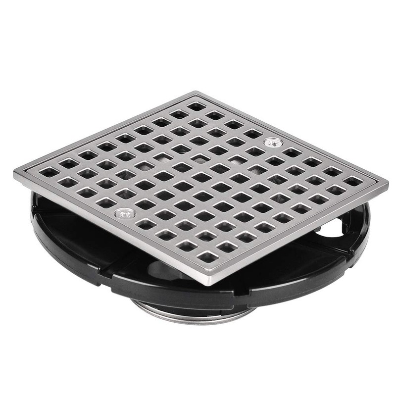 Annde 4-1/4 Square Floor Shower Drain, Shower Drain Base for