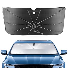 Portable Windshield Sunshade Umbrella Custom Fit for Toyota Venza 2021-2024 2025, 2 in1 Ice Crystal Durable Compact Shade Umbrella UPF50+ UV Front Window Heat Insulation Protection Outdoor Camping