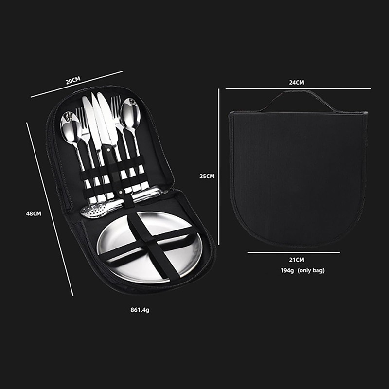 Emapoy 10 Pack Travel Camping Tableware Fork Spoons Plate Cutlery,