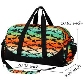 Choco Mocha Kids Duffle Bag Boys Shark Duffle Bag for Kids Travel Bag Boys Overnight Bag for Kids Duffel Bags for Toddler Weekender Bag Childrens Kids Gym Sports Sleepover Bag 6-8 Gift Hawaii