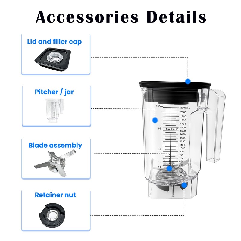 CRANDDI blender parts, ONLY for CRANDDI K96, K80, K85 Blender，80oz