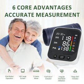 Blood Pressure Monitors CE Approved UK,Mldnld Monitor Upper Arm for Home Use with 3.7-inch HD Screen Display Heart Rate Detection 2 Users*199 Memories, BP Cuff 22-42cm