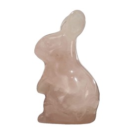 Manekieko Natural Rose Quartz Hand Carved Rabbit Statue,38mm Crystals and Healing Stones Animal Figurines Gemstone