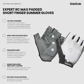 GripGrab Expert RC Max Padded Short Finger Summer Cycling Gloves Comfortable Cushioned Fingerless Bike Glove Anti-Slip
