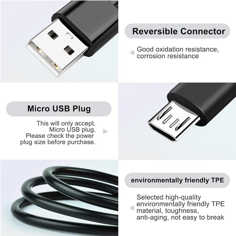blkmythwk Micro USB Cable for Speakers Compatible with Clip 3,
