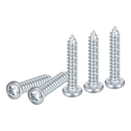 DTGN #8x1" Phillips Pan Head Self-tapping Screw - 50Pack - Zinc Plated Carbon Steel Sheet Metal Screws Wood Screws