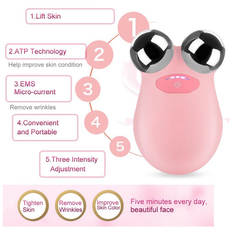 Electric Microcurrent Vibration Face Lift Massager Wrinkle Puffiness Removal Skin