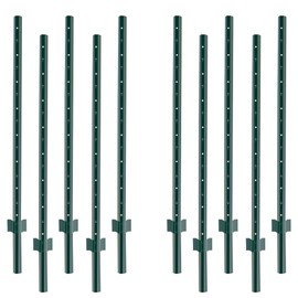 YESON 10 Pack Fence Post 4.8 Feet Height, Sturdy Duty T & U Post Metal Stakes for Fence, Garden Patio & Lawn