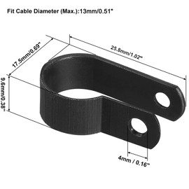 TA-VIGOR 20Pcs Nylon R-Type Cable Clamp Clips, 13.2mm Plastic Cable Clamp Assortment Kit Fastener, Plastic Wire Clamp Clips for Electrical Cable Wire Conduit Cable Management, Black