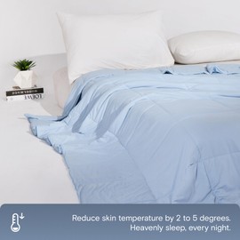 DOZ Summer Cooling Comforter, Cooling Blanket for Hot Sleepers and Night Sweats, Q-Max Over 0.4, Cool to The Touch Cover, Breathable, Lightweight, Soft, 90"x90", Glacier, Full/Queen