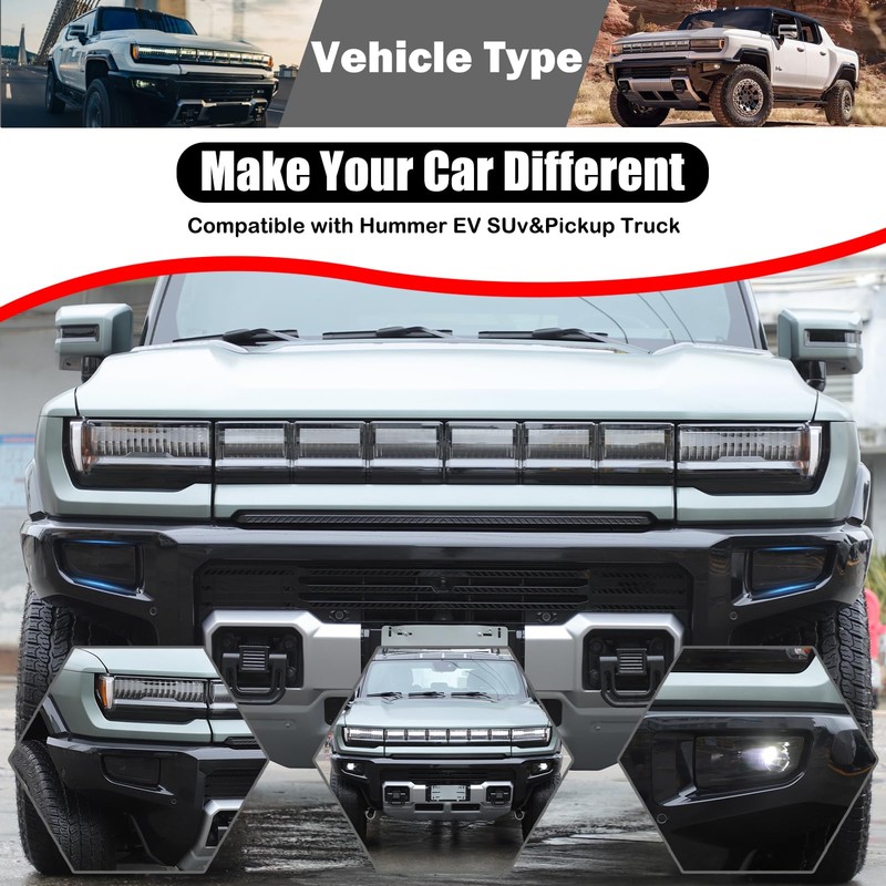 Pre-Cut Headlight&Fog-Light Tint Film Kit for Hummer EV Accessories Precision