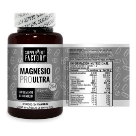 Magnesio Pro Ultra, 60 Cápsulas, Calidad Premium, 4 Magnesios Combinación Perfecta de Magnesios Citrato, Glicinatom, Orotato y Oxido de Magnesio reforzado con Vitamina B6