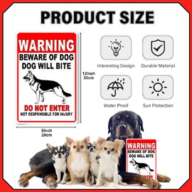 2 PCS Beware of the Dog Sign, Beware of the Dogs Sign Outdoor Gate, Dog Signs for Gates, 7.87'' X 11.81'' Beware of the Dogs Sign Outdoor Rust Weatherproof for Fence Door