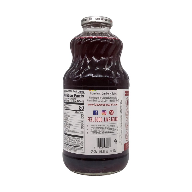 Lakewood 100 Pure Cold Pressed Cranberry Juice 32 Fl Oz