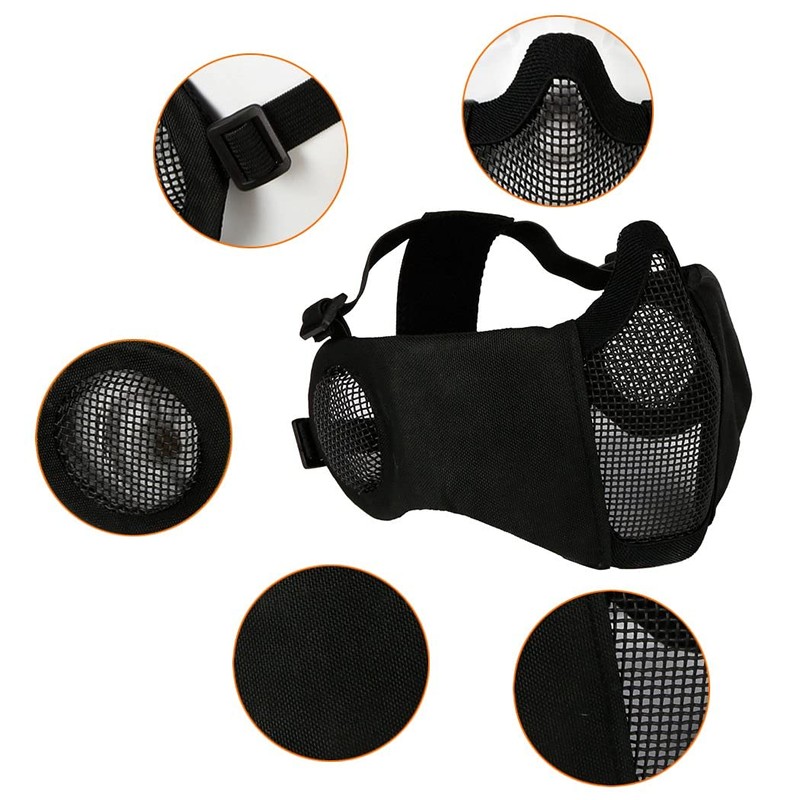 AOUTACC Airsoft Protective Gear Set, Half Face Mesh Masks with