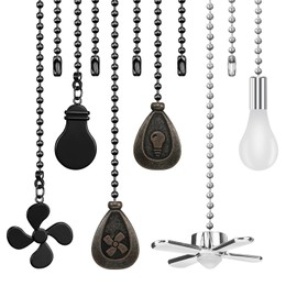 6 Pieces Ceiling Fan Pull Chain Extender 11.8in - 13.8in Ceiling Fan Chain Ornament, Lighting & Fan Beaded Ball Chain Extender with Connector for Ceiling Light Lamp Fan Chain Reading Lamp Pull Chain