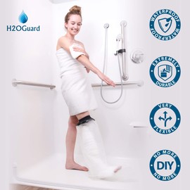 Waterproof Leg Protector for Cast and Bandage with a Hygiene Mitt - Adult Half-Leg Design for Shower or Bath by H2OGuard