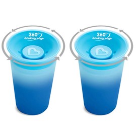 2 Miracle® 360° Color Changing Cup for Toddlers sippy cups, toddler cups spill proof with Dentist Recommended Spoutless Design, BPA-Free Kids Cups, Easy to Clean, 9oz, (Pink)