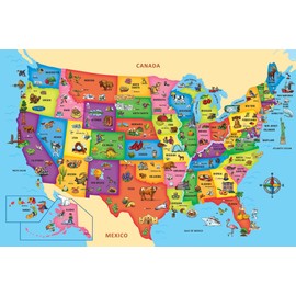 MasterPieces Floor Puzzle - Jumbo Size 80 Piece Jigsaw Puzzle for Kids - USA Map Shaped Puzzle - 3ftx2ft