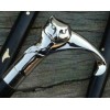 Antique brass antique silver cat head handle black inlay wooden