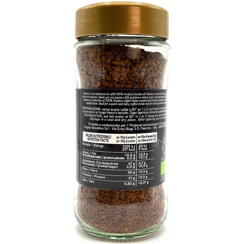 Morettino Intenso Sicilian Organic Instant Coffee, Arabica, Italian Roasted from