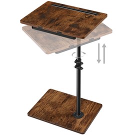 Waipfaru Swivel Height Adjustable Side Table Sofa Tray, Tiltable Sofa Bed Bathroom Study TV Tray C Shaped End Table Food Snack Trays for Eating(2 Pcs)