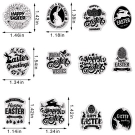 Easter Words Clear Rubber Stamps for Card Making Decorative Easter Words Bunny Rubber Transparent Silicone Stamp for DIY Scrapbooking Supplies Embossing Paper Card Album Decoration Craf