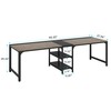 Tribesigns 90.55'' 2 Person Desk with Storage Shelves, Double Computer