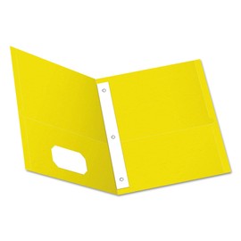 Oxford, 57709, Twin-Pocket Folders with 3 Fasteners, Letter, 1/2 inch Capacity, Yellow, 25/Box, Sold As 1 Box