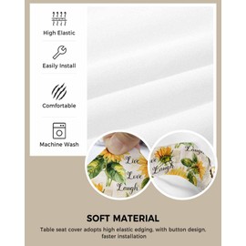 Rullikatlyi Sunflower Seat Covers for Dining Room Chair Set of 4, Summer Botanical Vintage Spring Floral Butterfly Stretch Cushion Cover Washable Kitchen Chair Covers, Chair Slipcovers Protector