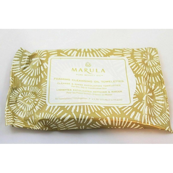 Marula Pure Beauty Oil Foaming Cleansing Oil Towelettes 10 Pack