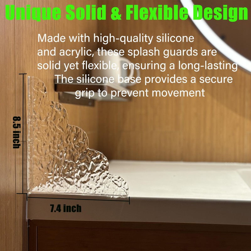 HOMUS Shower Splash Guard 2-Pack, Self-AdhesiveAcylic Bathtub Water Guards for