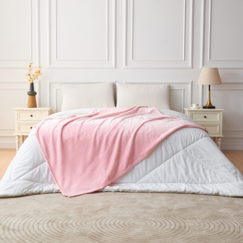 LINENOVA Fleece Throw Blanket for Couch, Sofa, Bed, Soft Lightweight