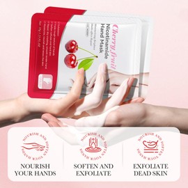 Hand Masks, 5 Pairs Of Moisturising Gloves, Hand Care For Dry Ageing Cracked Hands For Women And Men, Exfoliating Hand Masks With Cherry Extract