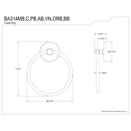 Kingston Brass BA314C Classic Towel-Ring, 6-Inch, Polished Chrome