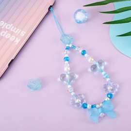 Beadthoven Acrylic Plastic Beads Kawaii Heart Butterfly Candy Flower Bow Round Bulk Beads for DIY Bracelets Necklaces Key Chains Jewelry Making, Deep Sky Blue