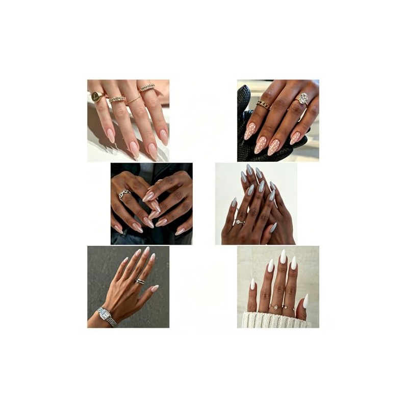 Uñas postizas rosas medianas almendradas, 36 piezas, 12 tamaños. Kit