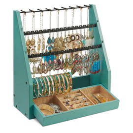 Earring Organizer, Rustic Wood 5 Layer Jewelry Organizer Stand