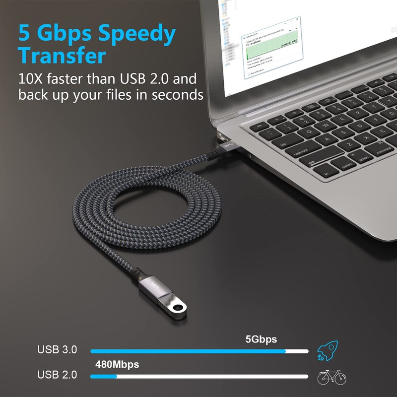 Hisatey USB Extension Cable 20 ft- USB3.0 Extension Cable,Durable Braided