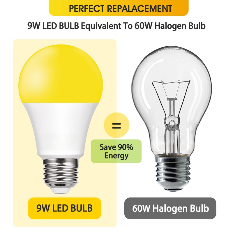 Baczao Dusk to Dawn Yellow Bug Light Bulbs Outdoor, 9W