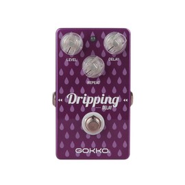 GOKKO Guitar Pedal Collection - Angels Chorus Mini Wah Portable Bluetooth Amp Fuzz Overdrive Distortion Delay Reverb Looper SonicFuel SonicBone Dripping Creepy Repeater Full Effects Adjustable Rate Depth Controls 9V DC Power LED Indicators:_Dripping Delay