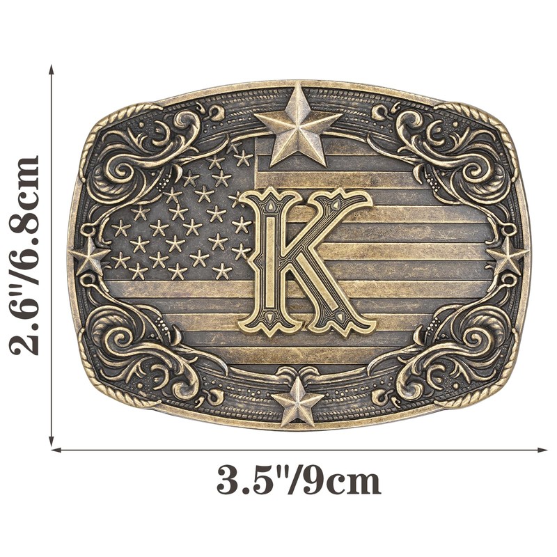 Western Belt Buckle Men Initial Letter ABCDJRM to Z Rodeo