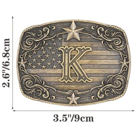 Western Belt Buckle Men Initial Letter ABCDJRM to Z Rodeo Cowboy Belt Buckles for Women