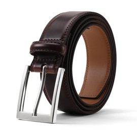 EnjoIt G5032 Men's Belt, Men's Belt, Genuine Leather, Cowhide Leather, Large, Compatible with Waist 43.3 - 49.2 inches (110 - 125 cm), Pin Type, Business, Leisure, Classic, Simple, Suit, coffee