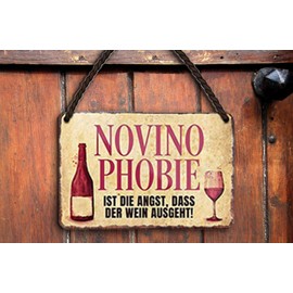 schilderkreis24 Tin Sign Funny Saying "Novino Phobie" Decorative Sign Metal Sign Gift Idea Retro Funny Gift for Birthday Christmas Wine Cellar Wine Bar Wine Arbour 18 x 12 cm