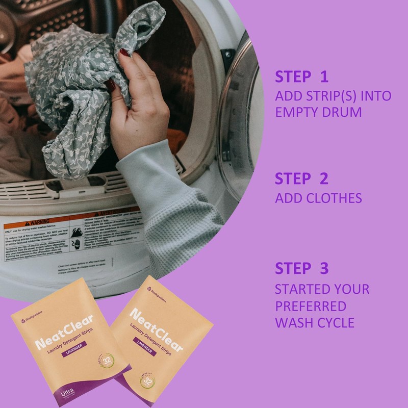 NeatClear Laundry Detergent Sheets - Travel Size - Lavender Scent