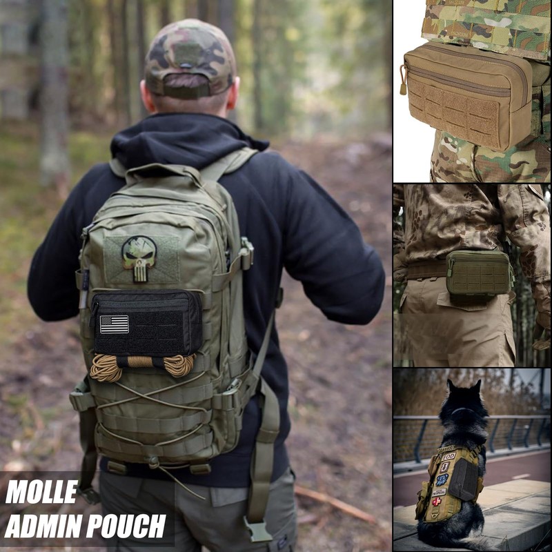 Molle Admin Pouch, Military Men Horizontal Belt Bag Utility Tactical